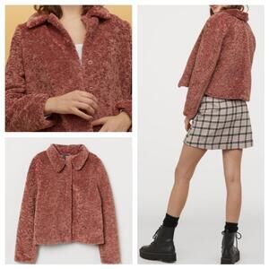 H&M Sold Out Soft NWT Dusty Rose Teddy Jacket Large